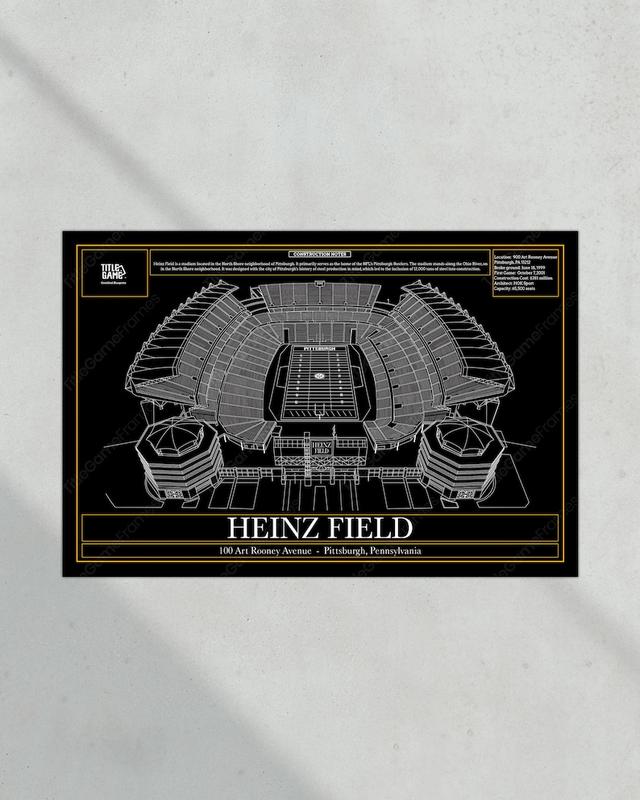 Steelers Heinz Field Stadium Blueprint Football Print