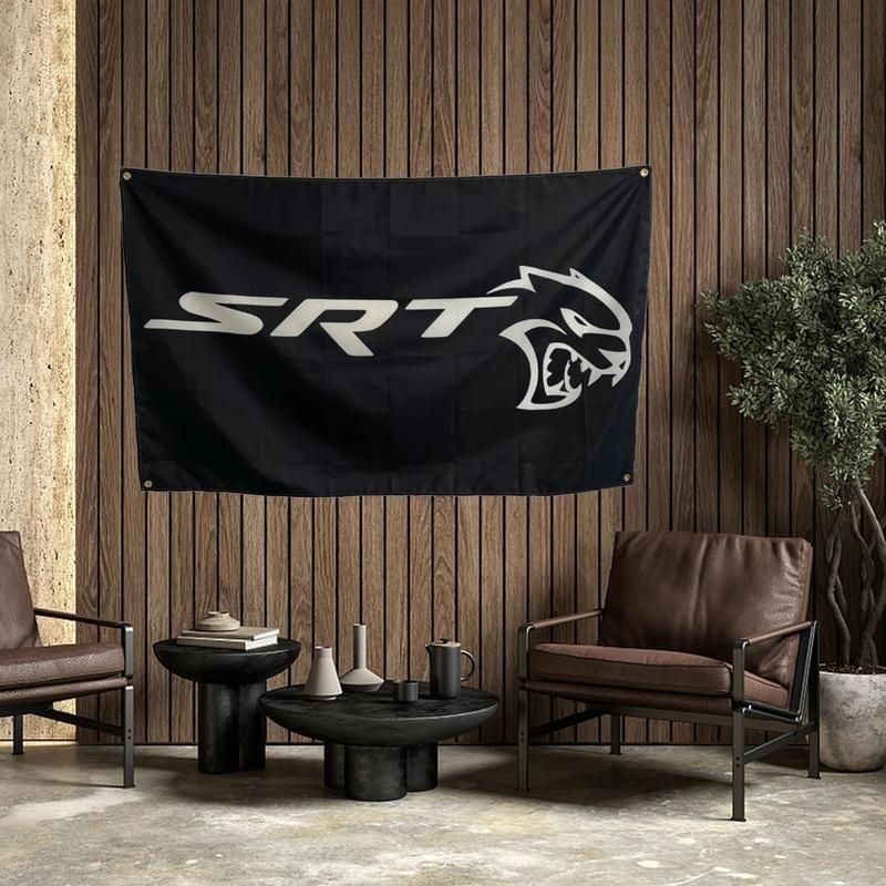 SRT Car Logo 3x5Ft Dodge Flag Racing Tapestry Perfect for Your Home Flagpole Tailgating Wall Banner Decoration