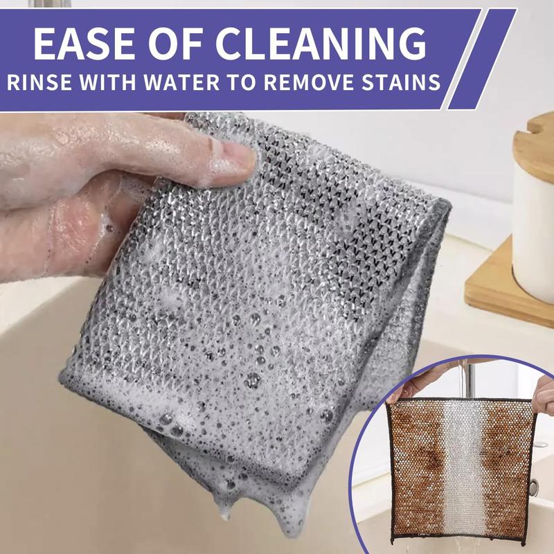 10 Pcs Wire Dishwashing Rags - Multi-Purpose Cleaning Cloths for Wet and Dry - Non-Scratch & Easy to Clean - Stubborn Scrubbing - Scratch Resistance - Wire Dishcloths for Kitchen