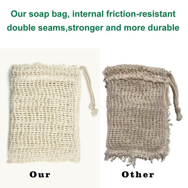 Soap Bag, 5 Pack Natural Sisal Soap Saver, Zero Waste Plastic-Free Soap Net, Foaming and Drying The Soap, Massage, Peeling bathroom ware Gift