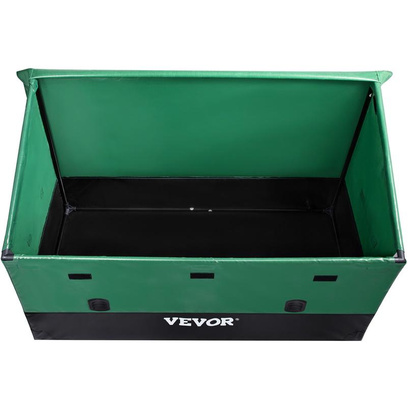 VEVOR Outdoor Storage Box, 100 150 230 Gallon Waterproof PE Tarpaulin Deck Box w Galvanized Frame, All-Weather Protection & Portable, for Camping, Garden, Poolside, and Yard, Black & Green Organiser