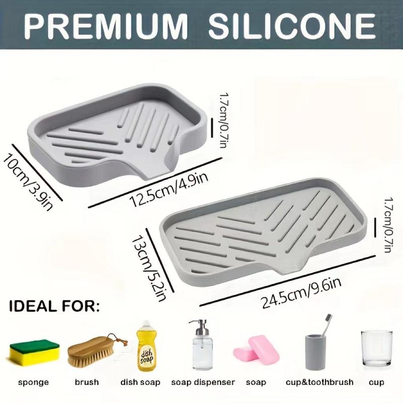 Silicone Sink Drain Mat, 1 Count Multifunctional Sink Sponge Soap Drain Storage Rack, Sink Organization & Accessories for Home Kitchen Bathroom