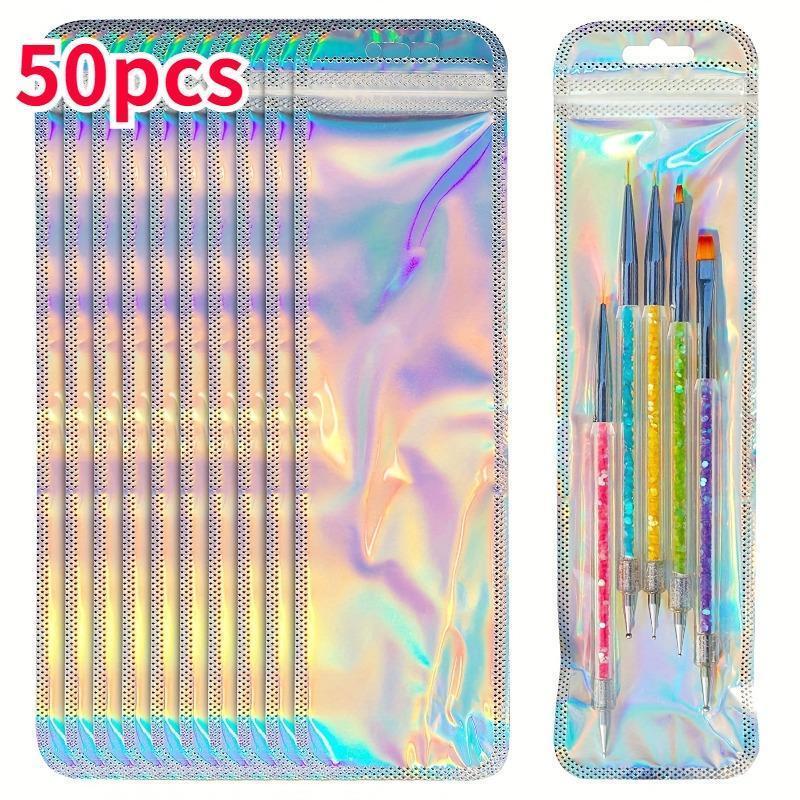 Self Sealing Pocket Protector, 50pcs set Mini Bar Shaped Plastic Bag, Desktop Storage Bag for Marker Pen, Office Stationery & Supplies