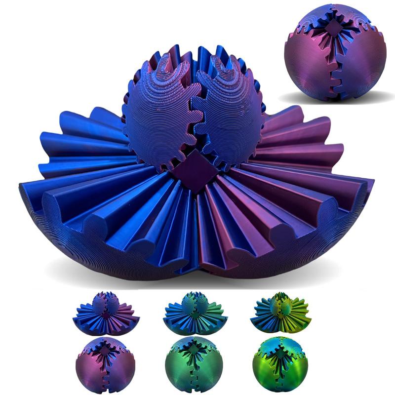 3D Gear Rotating Ball, 1 Count Creative Colorful Gradient Gear Desktop Statue, Office Model, Christmas Gift