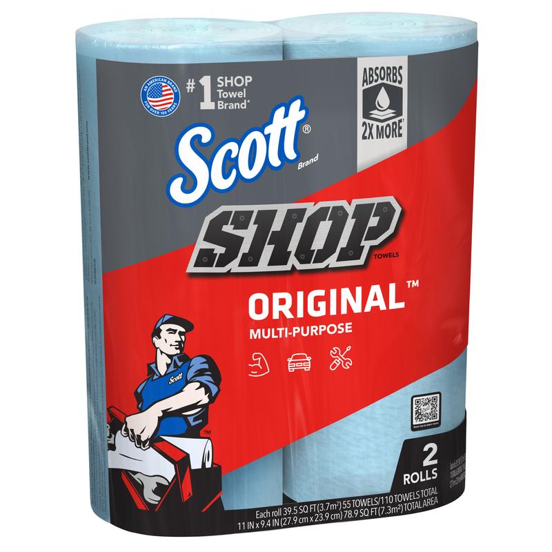 Scott Multi-Purpose, Shop Towel, 2 Rolls, 55 Sheets Per Roll (110 Total Sheets)