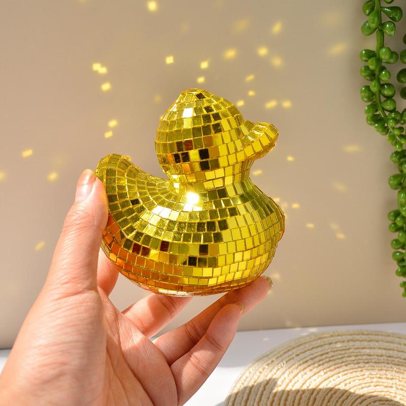 Disco Mirror Duck Shaped Ornament, 1 Count Creative Decorative Figurine, Desktop Decoration for Home Living Room Bedroom Restaurant Cafe