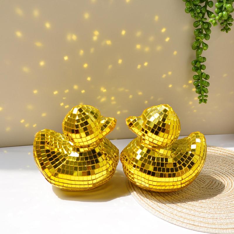 Disco Mirror Duck Shaped Ornament, 1 Count Creative Decorative Figurine, Desktop Decoration for Home Living Room Bedroom Restaurant Cafe