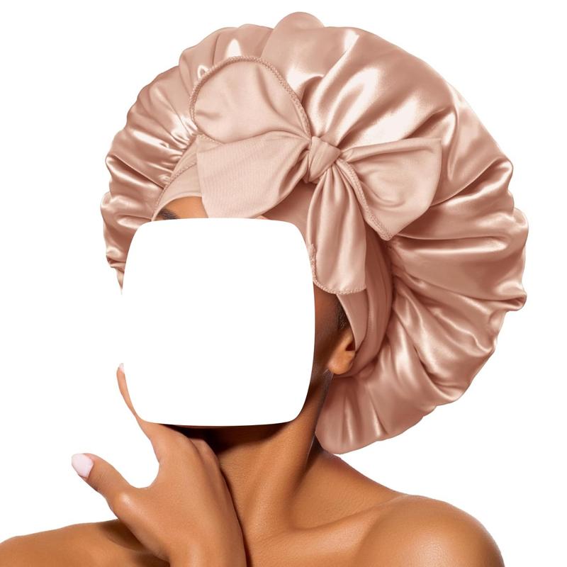 Satin Bonnet Silk Bonnet for Sleeping Women Hair Bonnet Night Sleep Cap Scarf Wrap for Curly Hair with Tie Band Champagne