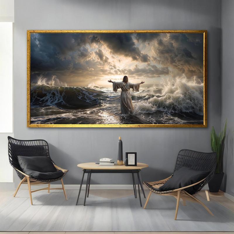 MOLDOVAPROJECT Jesus Walking On Water Poster No Frame, Home Decor, Ideal Religious Gift.