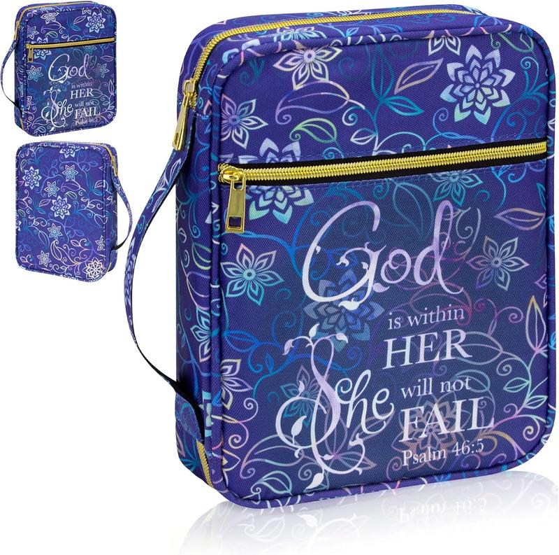 Bible Cover Holder, Bible Carrier Carrying Organizer Bag, Zipper and Pockets for Standard Size Bible