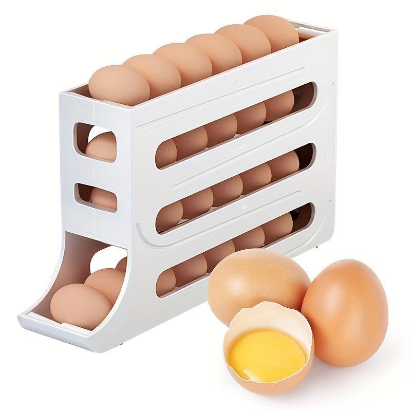 Refrigerator Egg Storage Box, Automatic Egg Rolling Rack, Large Capacity Egg Holder for Home Kitchen Dormitory Dining Room - Utensils