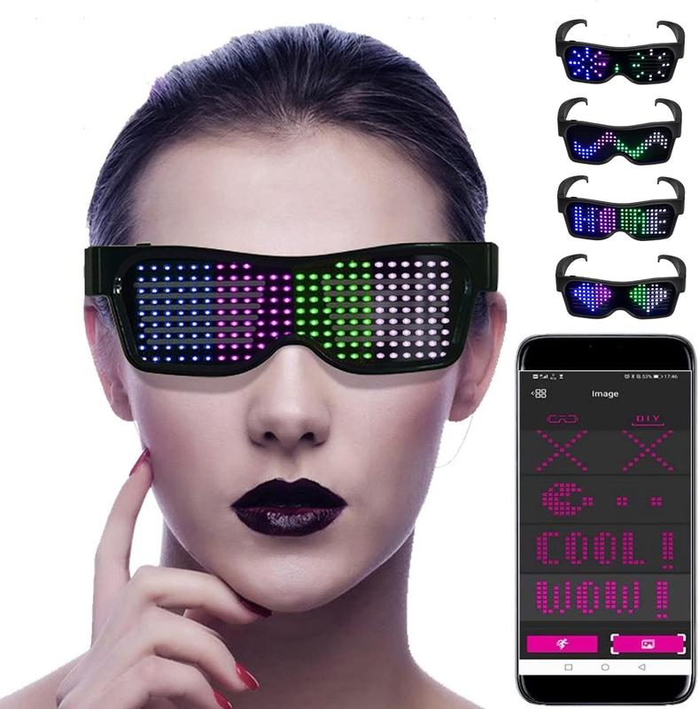 LED Visor Glasses Light Up LED Glasses with 7 Colors and 9 Modes Cyberpunk Glasses Luminous For bars, electro DJ, music festivals, Cosplay, sci-fi decoration, parties, coachellaoutfit Accessories Masks Halloween  Lightweight Silicone