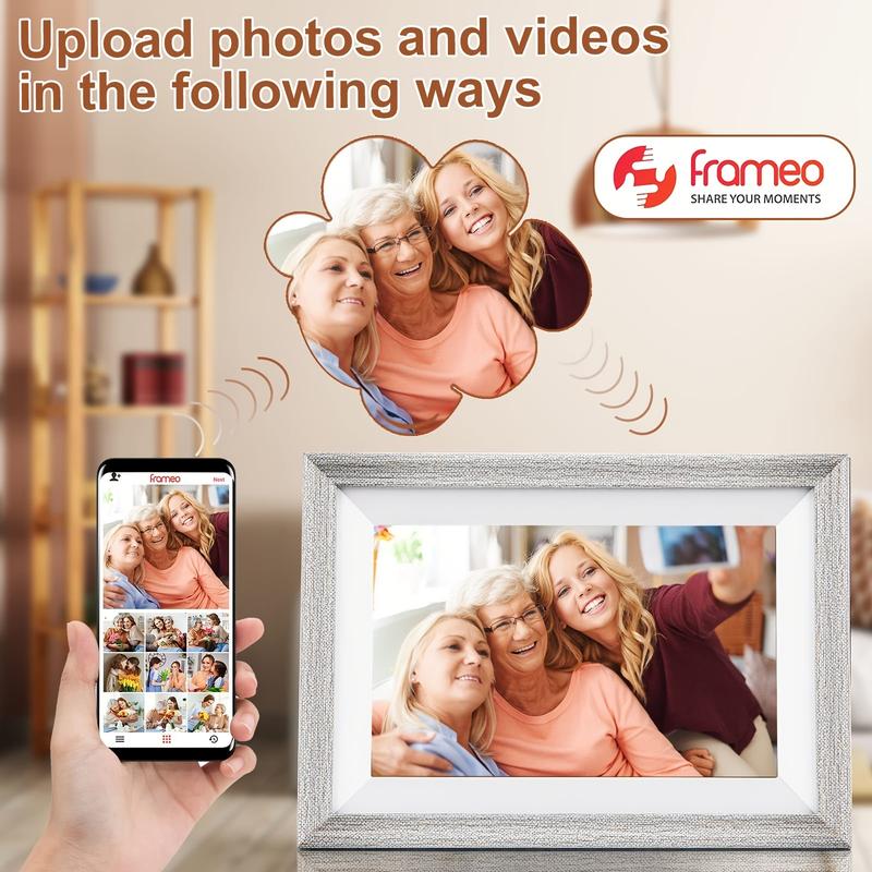 10.1 inch Smart WiFi Digital Photo Frame 1280x800 IPS LCD Touch Screen, Auto Rotation, Mobile Phone APP To Transfer Photos And Videos Cloud Photo Frame Super Large Capacity 16GB, Support TF Card Expansion Up To 32G