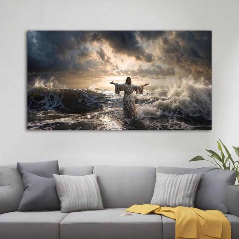 MOLDOVAPROJECT Jesus Walking On Water Poster No Frame, Home Decor, Ideal Religious Gift.