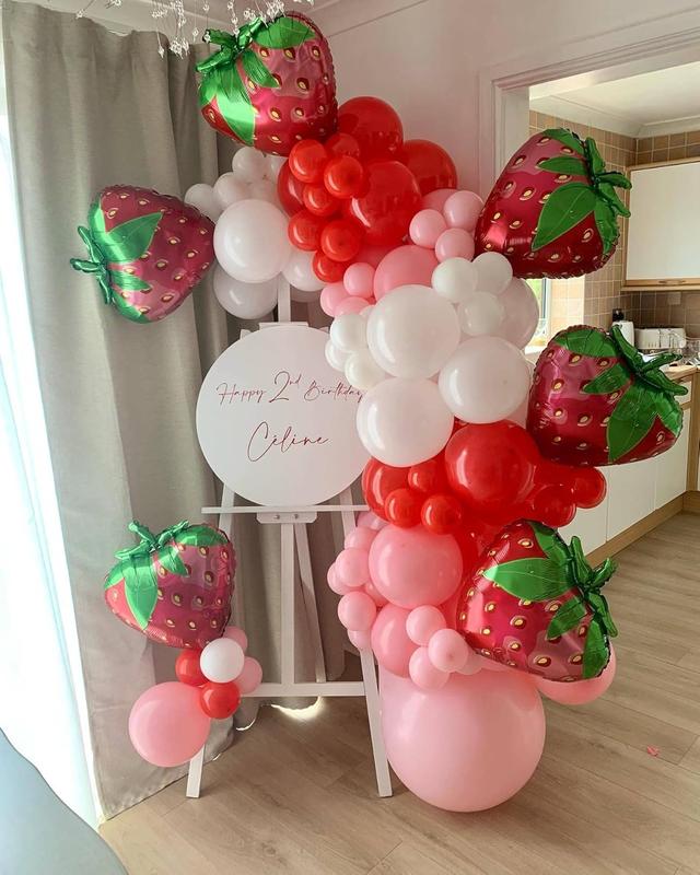 6 Pack Gaint Strawberry Balloons 23 Inch Cute Strawberry Balloons for Cute Berry Birthday Party First Birthday Party Decorations