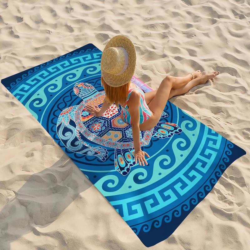 Sea Turtle Print Beach Towel, 1 Count Lightweight Soft Bath Towel, Travel Towel for Men & Women, Beach Towel, Swimming Towel, Yoga Studio Towel