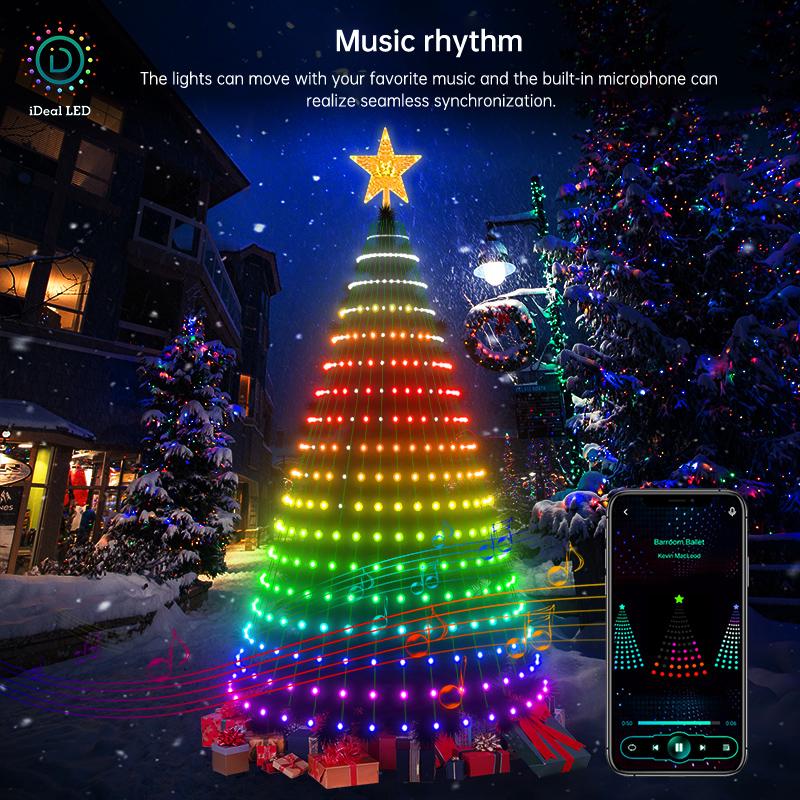 APP Smart Christmas Tree Lights - 400 LEDs with Remote & App Control - Music Sync Green Wire - Indoor Outdoor - Multicolor & Warm White - 6Ft Height