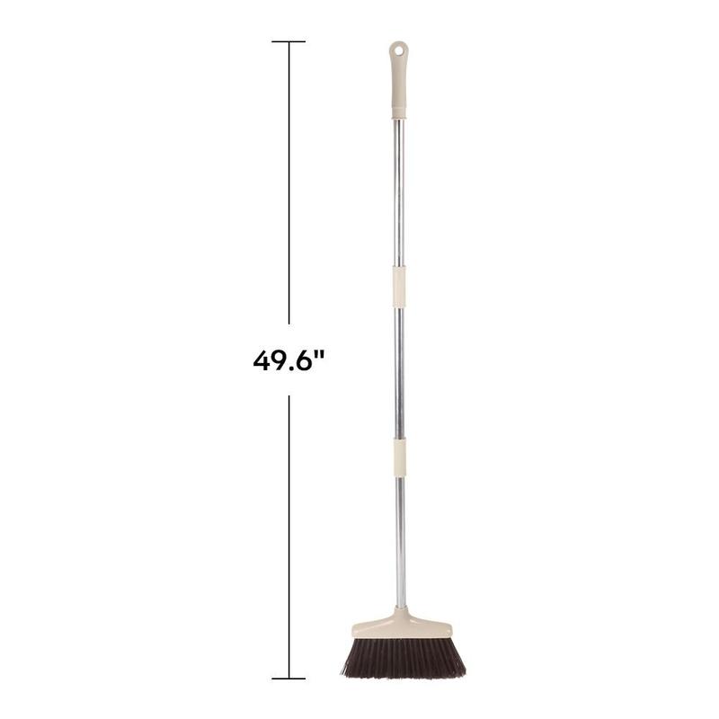 FGY Broom and Dustpan Set with Extended Handle for Indoor and Pet - Brown