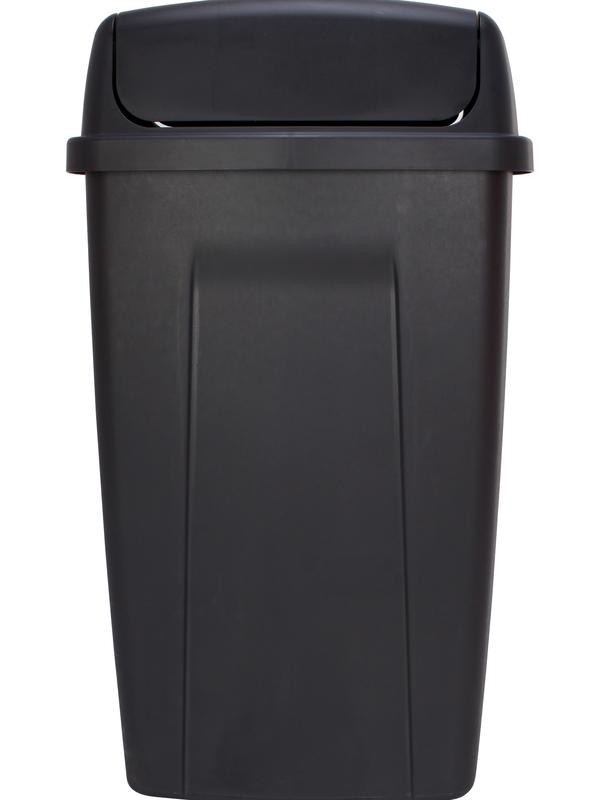 Large 13-Gallon Kitchen Trash Can – Black Plastic Design