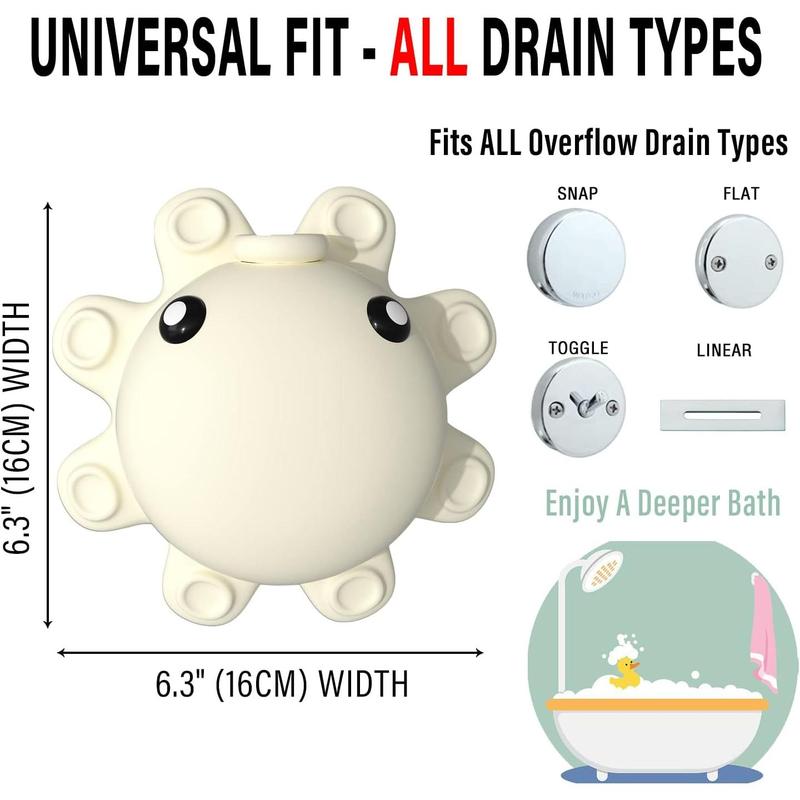 Bathtub Overflow Drain Cover Tub - tub Overflow Drain Cover, Soak Bath Overflow Drain Cover, Bathroom Spa Accessories, Adds Inches of Water for Deeper Bath Daisy Gift Tool Pump