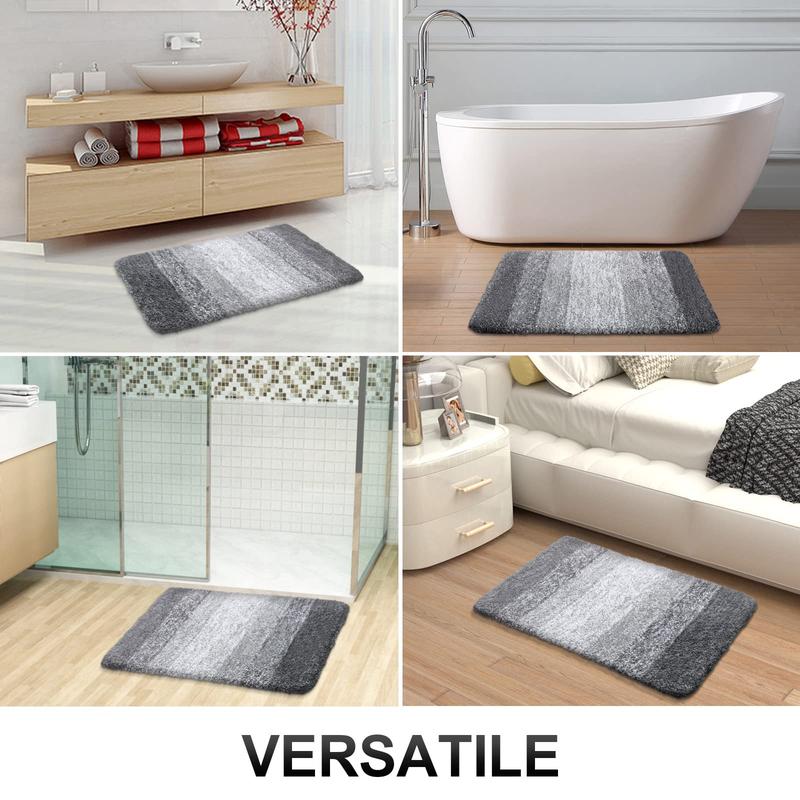 Luxury Bathroom Rug Mat 24x16, Extra Soft and Absorbent Microfiber Bath Rugs, Non-Slip Plush Shaggy Bath Carpet, Machine Wash Dry, Bath Mats for Bathroom Floor, Tub and Shower, Grey