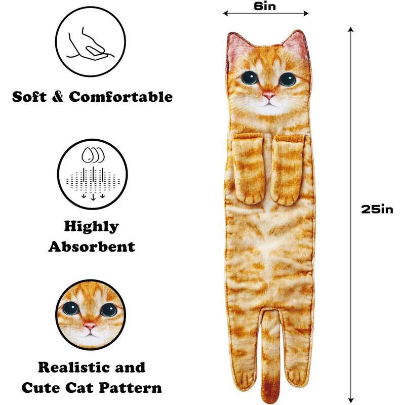 Cat Funny Hand Towels for Bathroom Kitchen - Cute Decorative Cat Decor Hanging Washcloths Face Towels Super Absorbent Soft - Mothers Day Easter House Warming Birthday Gifts for Women Cat Lovers