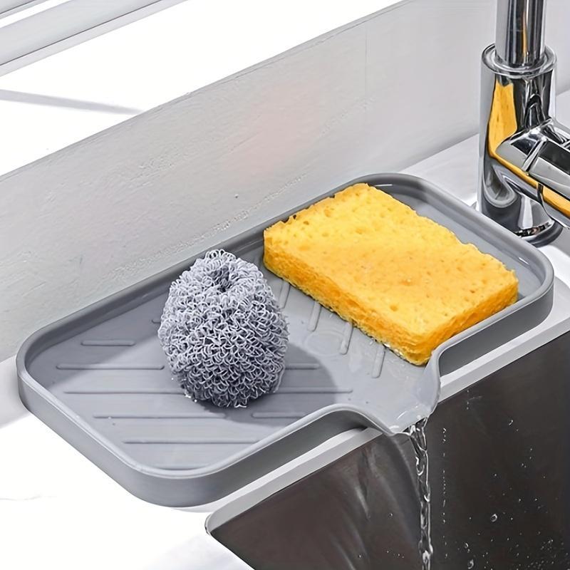 Silicone Sink Drain Mat, 1 Count Multifunctional Sink Sponge Soap Drain Storage Rack, Sink Organization & Accessories for Home Kitchen Bathroom