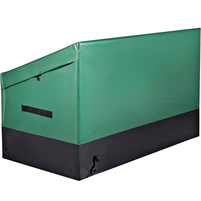 VEVOR Outdoor Storage Box, 100 150 230 Gallon Waterproof PE Tarpaulin Deck Box w Galvanized Frame, All-Weather Protection & Portable, for Camping, Garden, Poolside, and Yard, Black & Green Organiser