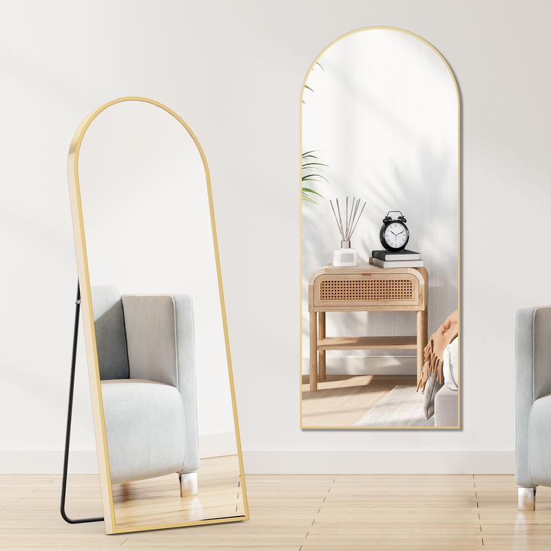 SweetDreamy House Full Length Mirror Body Mirror Floor Standing Mirror Hanging or Leaning Against Wall, Wall Mirror with Stand Aluminum Alloy Thin Frame for Living Room Bedroom Cloakroom Decor