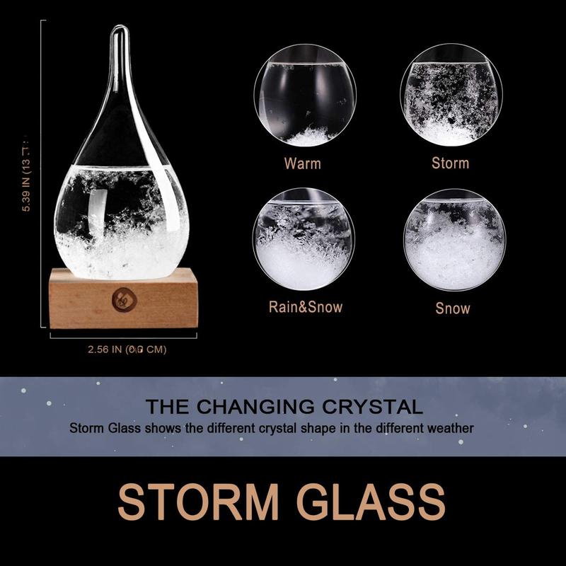 Storm Glass Weather Forecast Bottle,Snow Globe Barometer Bottle, Water Drop Weather Forecast Bottle, Home and Office Decorative Glass Bottles,  Gifts for Her (S)