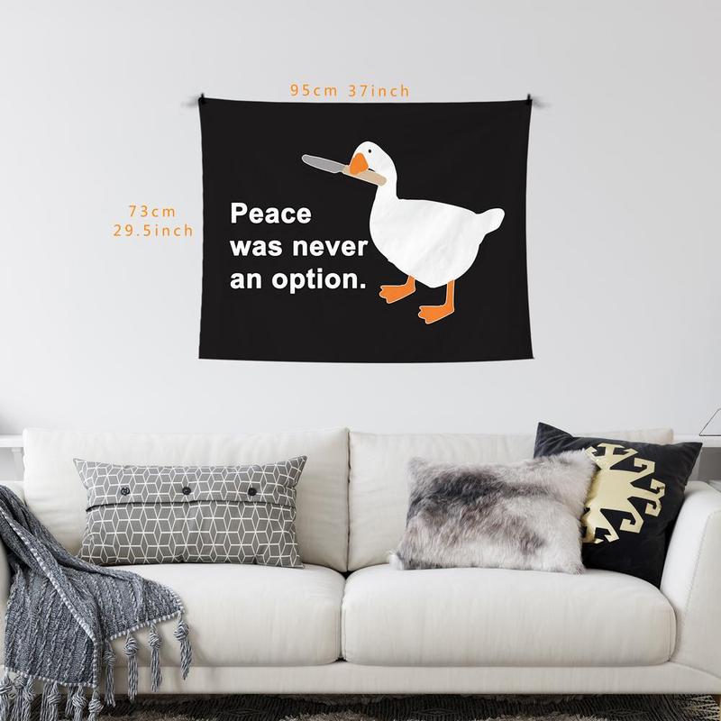 Cartoon Goose & Letter Print Tapestry, 1 Count Creative Animals Pattern Hanging Cloth for Home Decor, Multi-purpose Background Cloth, Wall Decor, Back to School