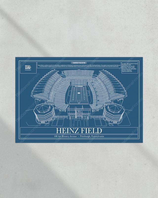 Steelers Heinz Field Stadium Blueprint Football Print