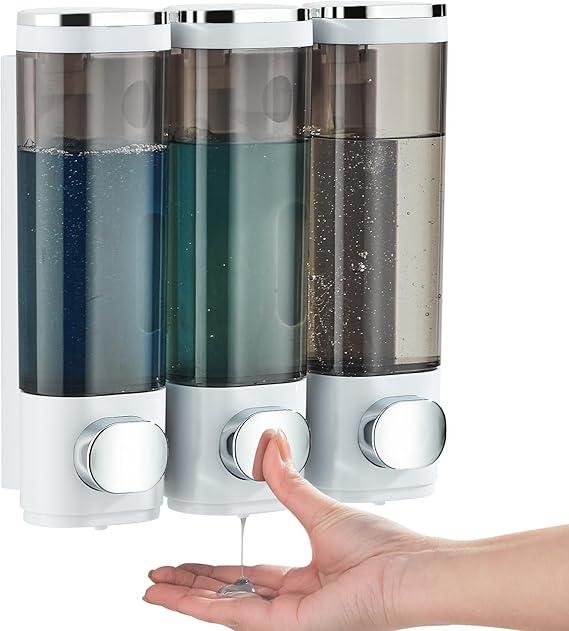 Shampoo Dispensers for Shower Wall Mounted Soap Dispenser 3 Chambers Conditioner Body Wash Dispenser Set Organizer