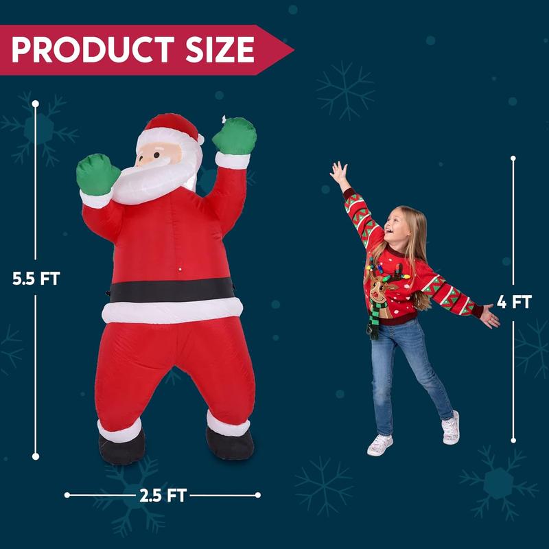 Christmas 2024 Decorations 5.5 FT Tall Christmas Inflatable Hanging Santa Santa with Gift Bag Decorations, Blow Up Climbing Santa with Build-in LED for Xmas Party, Outdoor, Yard, Garden, Lawn Winter Decoration winter decor