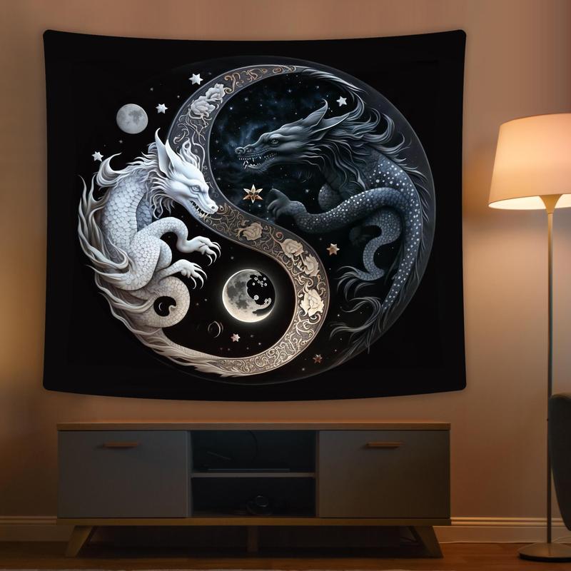 Yin and Yang Symbol Dragon Pattern Tapestry, Wall Hanging Decor for Home Living Room Bedroom, Summer Decor 2024 Cool Bedroom Accessories, Room Decor, Bedroom Decor Accessories