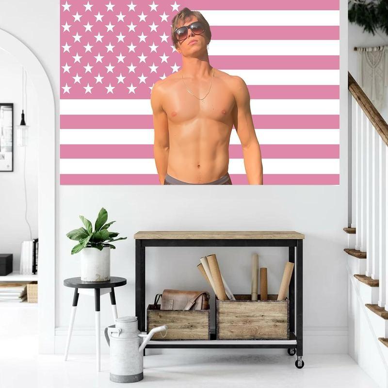 Funny Nicholas Chavez Pink USA Flag for Wall Hanging poster flag, 3x5 Ft Funny Flag Decorations for Fans Girl Wall Decor Room Banners Ornaments