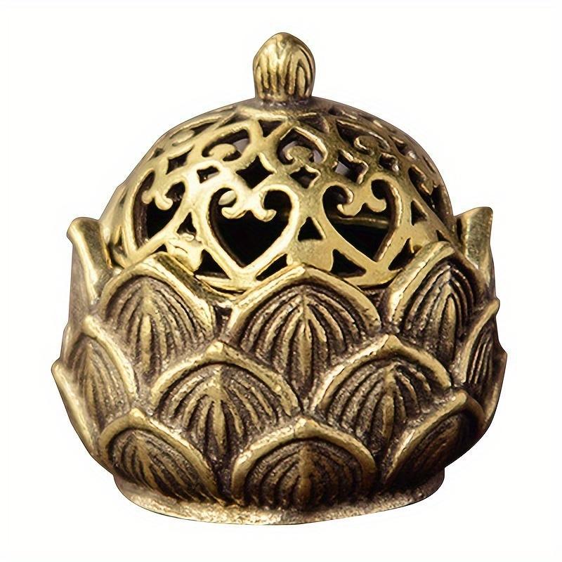 Hollow Lotus Design Incense Burner, 1 Count Vintage Incense Burner, Desktop Decorative Candle Holder for Home Office, Home Decor Supplies