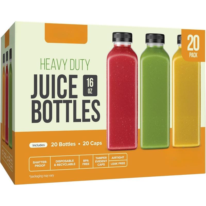 8oz Plastic Bottles With Caps - 12 Pack Plastic Juice Bottles For Juicing - Empty Juice Containers With Lids For Fridge -  Clear Mini Reusable Bottles With Lids - drink container