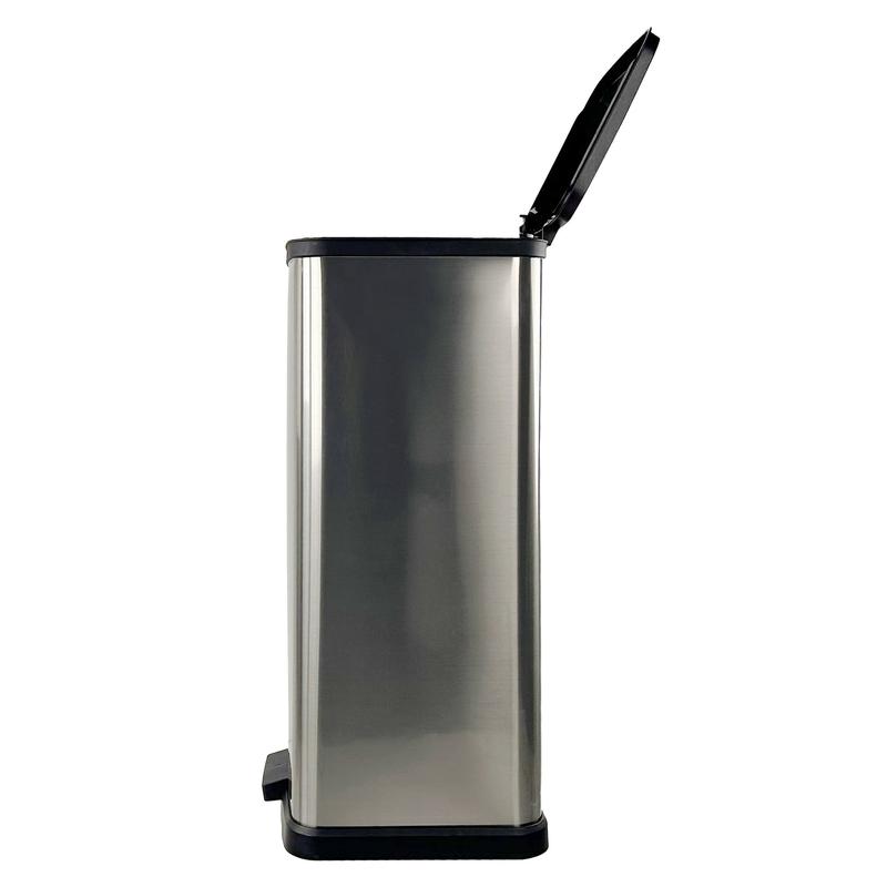 13.2 Gallon Trash Can, Plastic Rectangular Step Kitchen Trash Can, Silver