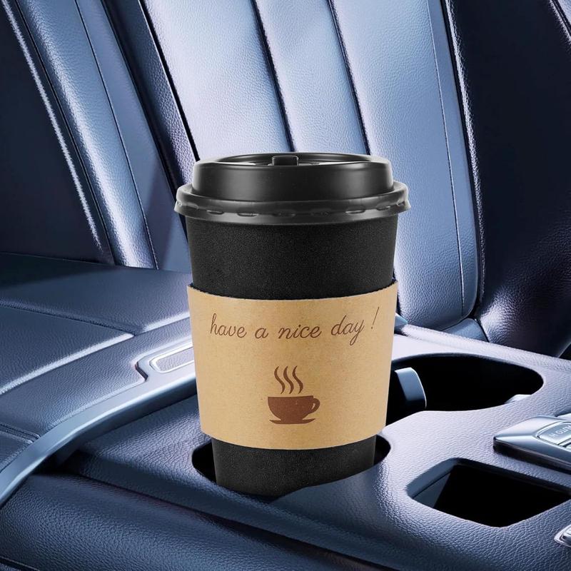 100 Pack 16 oz Coffee Cups with Lids, Disposable To Go Paper Coffee Cups with Sleeves and Stirring Sticks for Hot Cold Drinks Office Home Shop Event (Black)