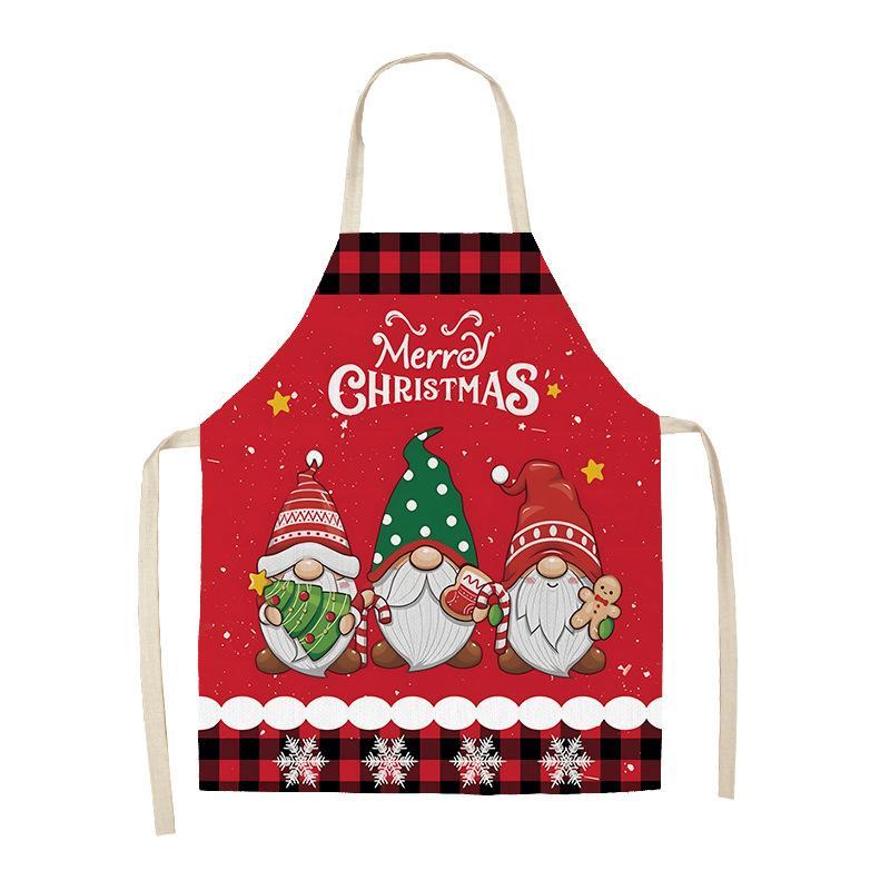 Christmas Themed Apron, 1 Count Cartoon Pattern Adjustable Cooking Apron, Reusable Kitchen Apron for Men & Women, Home Care Supplies