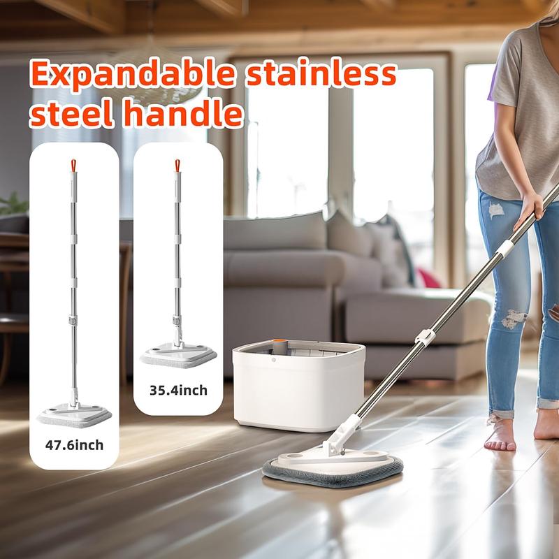 Spin Mop and Bucket with  Self Separation Dirty and Clean Water System, Self Wringing 360° Rotating Clean Mop-Head for Hardwood Tile Marble Floors ，Comes with 4 washable and reusable microfiber pads