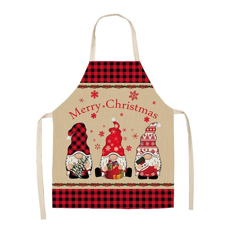 Christmas Themed Apron, 1 Count Cartoon Pattern Adjustable Cooking Apron, Reusable Kitchen Apron for Men & Women, Home Care Supplies