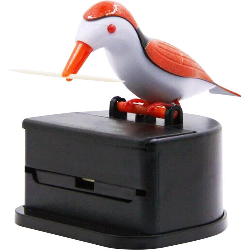 Little bird toothpick dispenser, creative push-type toothpick bird dispenser, toothpick holder. (black) Boxes Organiser