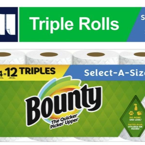 Bounty Select-a-Size Paper Towels, 4 Triple Rolls, White