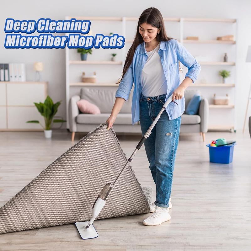 12 count Microfiber Cleaning Pads Compatible with Bona Mop Reusable 18 Inch Mop Replacement Pads Washable Microfiber Mop Pads Refills Replacement Mop Heads for Floor Cleaning