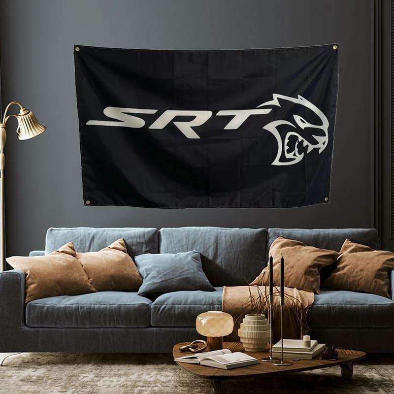 SRT Car Logo 3x5Ft Dodge Flag Racing Tapestry Perfect for Your Home Flagpole Tailgating Wall Banner Decoration