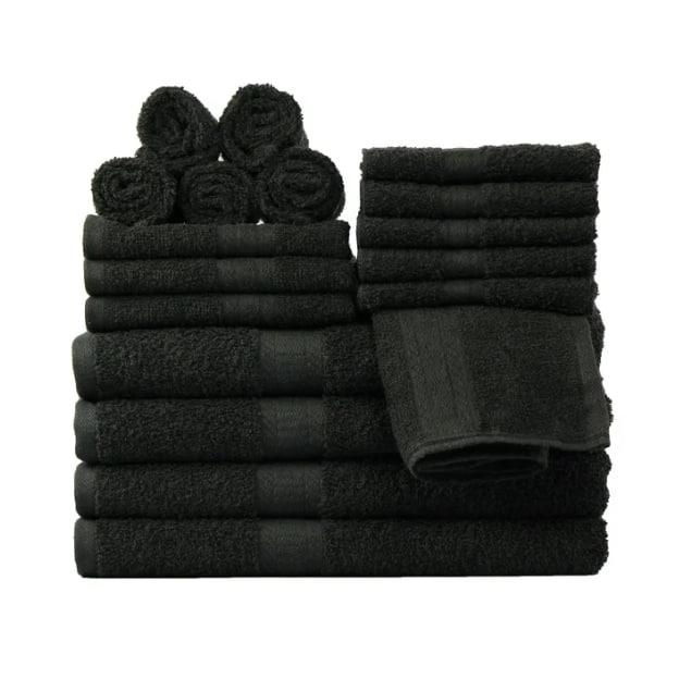 stays Basic Solid 18-Piece Bath Towel Set Collection, Black