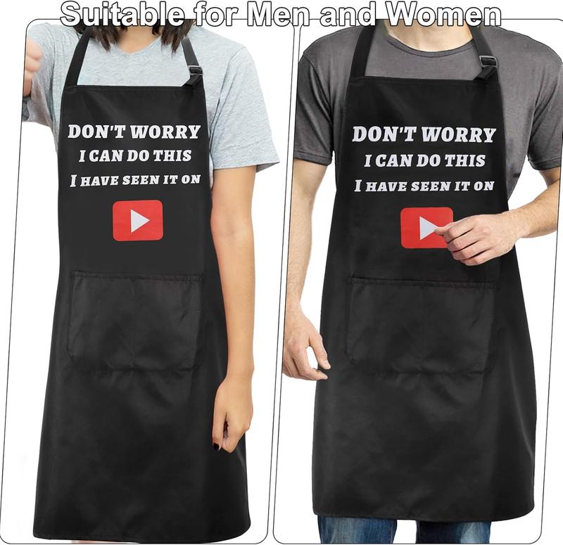 Funny Aprons for Men Black Apron Gift for Father, Husband, Chef Cooking Bib Apron for Kitchen Baking Gardening