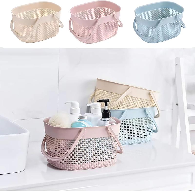 2 Pack Plastic Shower Caddy Basket, Portable Organizer Storage Tote with Handles Toiletry Bag Bin Box for Bathroom, College Dorm Room Essentials, Kitchen, Camp, Gym, Pink